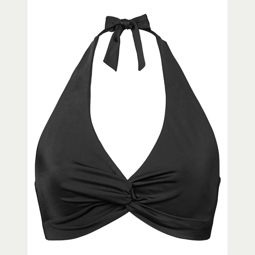 FIGLEAVES Rene Soft Wrap Halter Black Bikini Top